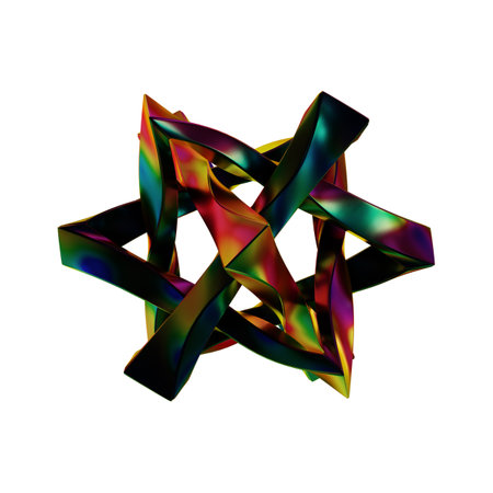 3d rendering of a multicolored fractal on a white backgroundの写真素材