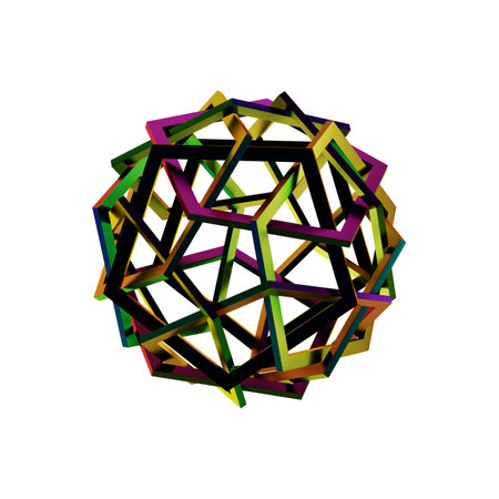 Abstract 3d rendering of chaotic multicolored sphere. Futuristic geometric shape.の写真素材