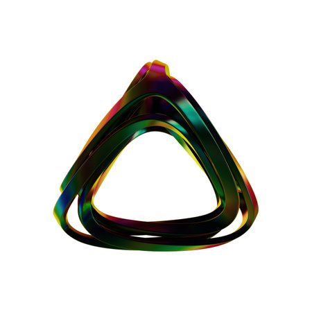 Triangle shape, 3d render, computer generated, isolated on white backgroundの写真素材