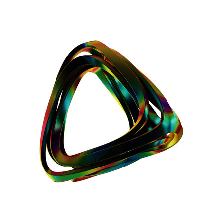 Abstract 3d rendering of a colorful triangle. Isolated on white background.の写真素材