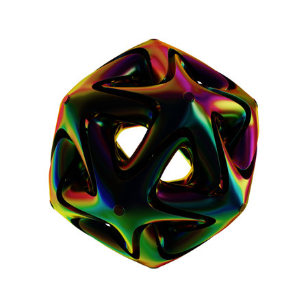 3d rendering of abstract geometric shape isolated on white background. Computer generated image.の写真素材