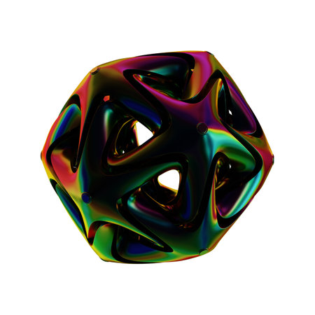 Abstract 3d rendering of a multicolored sphere isolated on white backgroundの写真素材