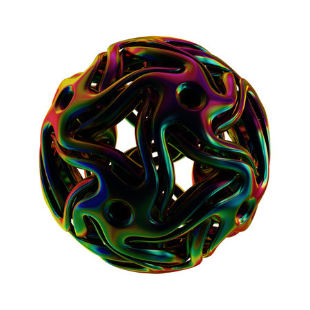 Abstract 3d rendering of multicolored sphere isolated on white backgroundの写真素材