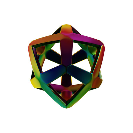 3d rendering of a multicolored diamond isolated on white backgroundの写真素材