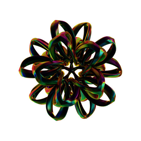 abstract 3d illustration of multicolored spiral on white backgroundの写真素材