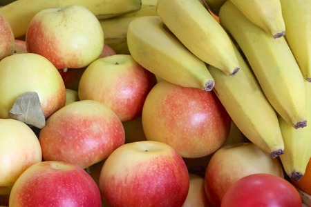 Apples and bananas.の写真素材