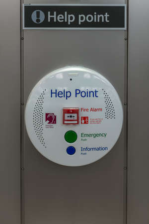 Passenger help point at a station for assistance or reporting an emergencyの写真素材