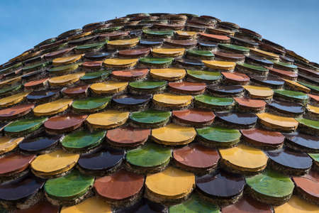 A domed rood on a building covered with multi-coloured ceramic tilesの写真素材