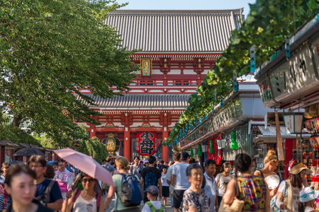Tourists flock to the Senso-ji temple in Asakusa