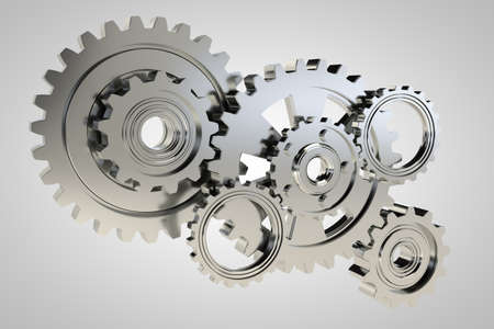 gears set 3d model render on whiteの写真素材
