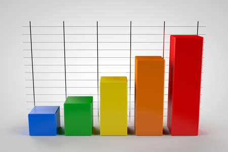 business graph 3d model on white backgroundの写真素材