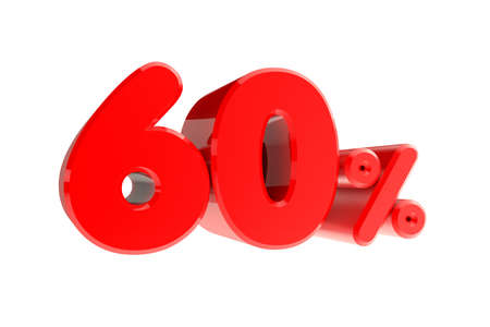 60 percent 3d rendering on white backgroundの写真素材