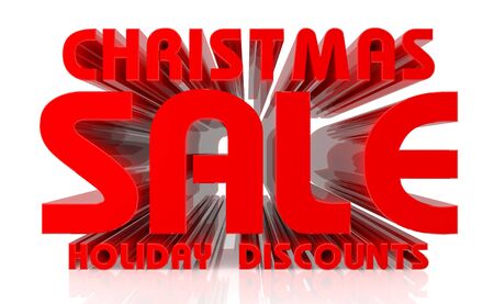 3D CHRISTMAS SALE HOLIDAY DISCOUNTS word on white background 3d renderingの写真素材