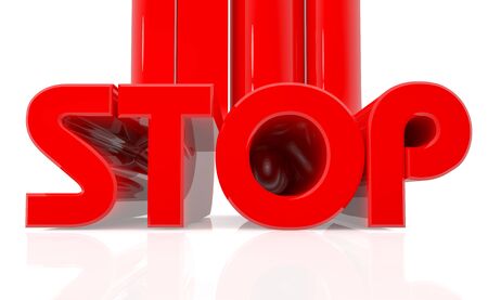 3D STOP word on white background 3d renderingの写真素材