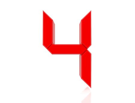 4 four red word on white background 3D renderingの写真素材