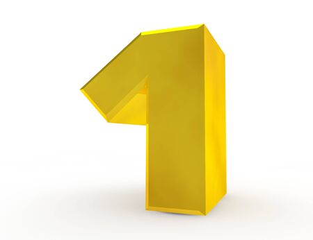 3d Gold number 1 on white background 3d renderingの写真素材