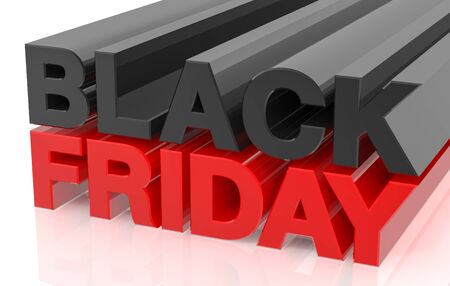 3D BLACK FRIDAY word on white background 3d renderingの写真素材