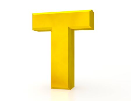 the Gold letter T on white background 3d renderingの写真素材
