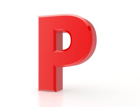 the red letter P on white background 3d renderingの写真素材