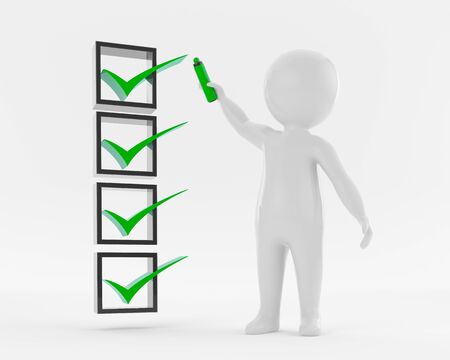 White people and checklist business concept illustration 3D renderingの写真素材