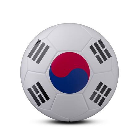 Soccer ball with flag of Korea Republic isolated with on white background, 3d renderingの写真素材