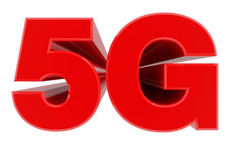 5G word on white background 3d rendering