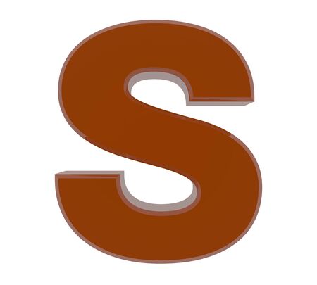 3d brown letter S collection on white backgroundの写真素材