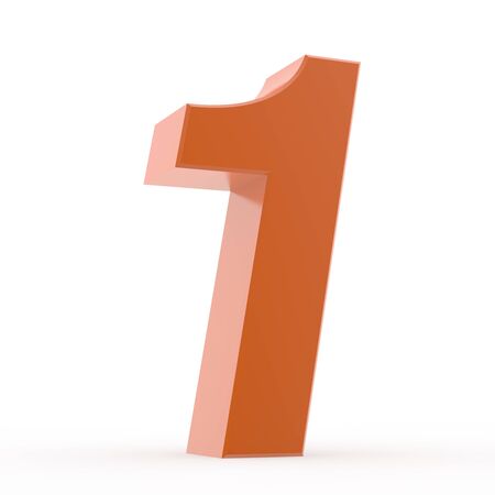 Number 1 orange collection on white background illustration 3D renderingの写真素材