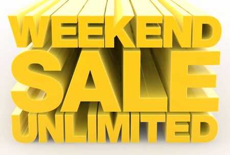 WEEKEND SALE UNLIMITED word on white background illustration 3D renderingの写真素材