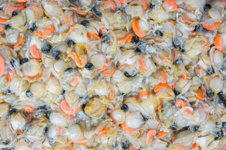 Scallop fresh at street food market in thailandの写真素材