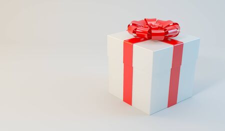Gift box, Christmas, New Year, birthday, on white background illustration 3d rendering
