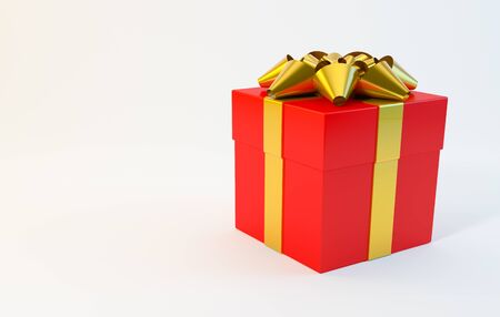 Gift box, Christmas, New Year, birthday, on white background illustration 3d renderingの写真素材