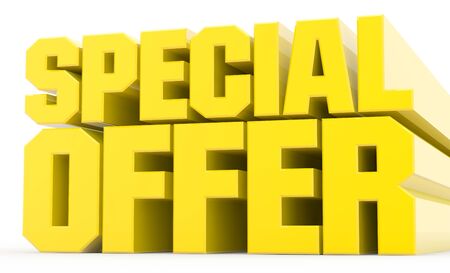 3D SPECIAL OFFER word on white background illustration 3D renderingの写真素材