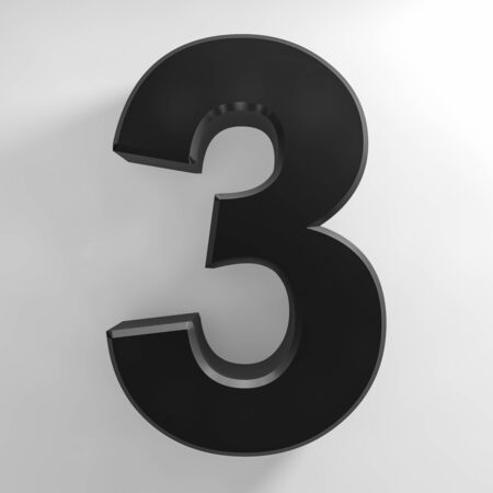 Number 3 black color collection on white background illustration 3D renderingの写真素材