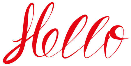 Hand lettering the word Hello. Red fontのイラスト素材