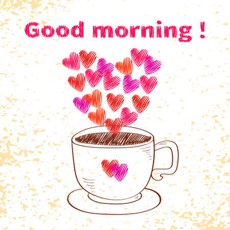 Good Morning Card Sketchy Cup With Hearts As Steam Doodle Vector Illustration のイラスト素材 ストックフォト 写真素材のstock Foto ストックドットフォト