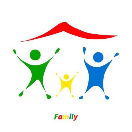 Colorful abstract happy family of mother, father and child.のイラスト素材