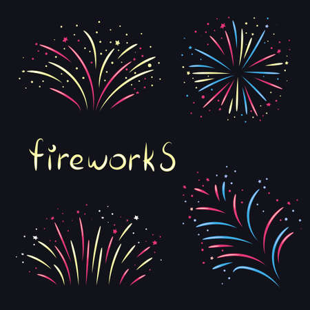 Set of  fireworks. Colorful illustrations.のイラスト素材