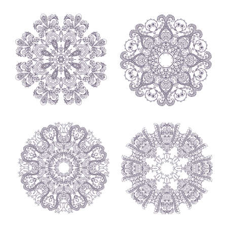 Mandala design. Set of round decorative elements.のイラスト素材