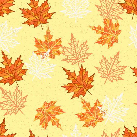 Autumn vector background. Maple leaves. Seamless pattern.のイラスト素材