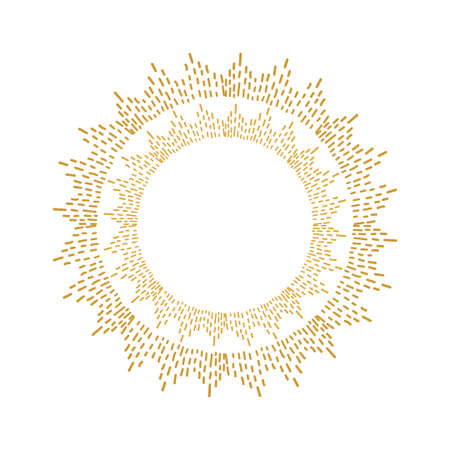 Round golden sparkle frame. Hand drawn vector background.のイラスト素材