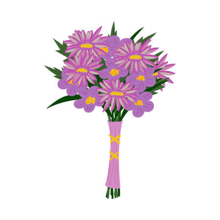 Bouquet of flowers in purple colors isolated on white background. Vector illustration .のイラスト素材