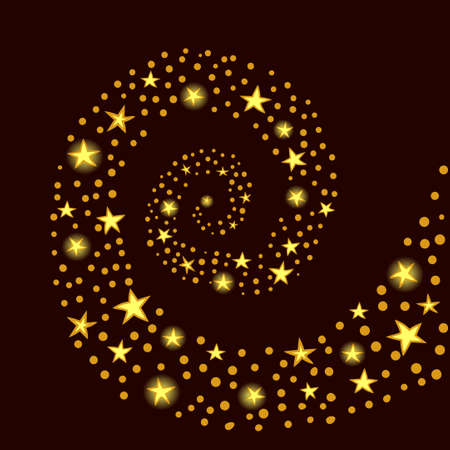 Sparkle background, spiral of golden stars, swirl and glitter vector illustration.のイラスト素材