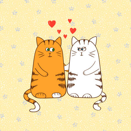Vector illustration of cats in love.のイラスト素材