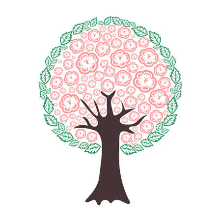 Blossom tree isolated on white background. Vector illustration.のイラスト素材