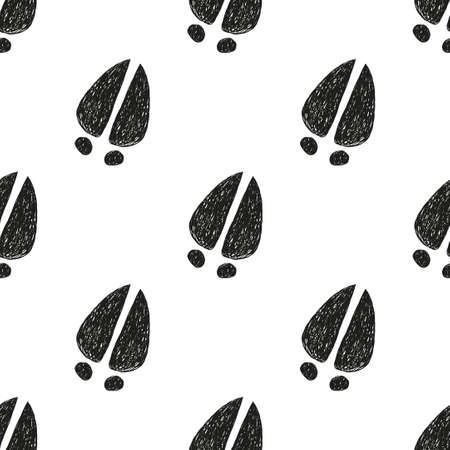 Seamless pattern with doodle cow tracks. Animal footprint background.のイラスト素材