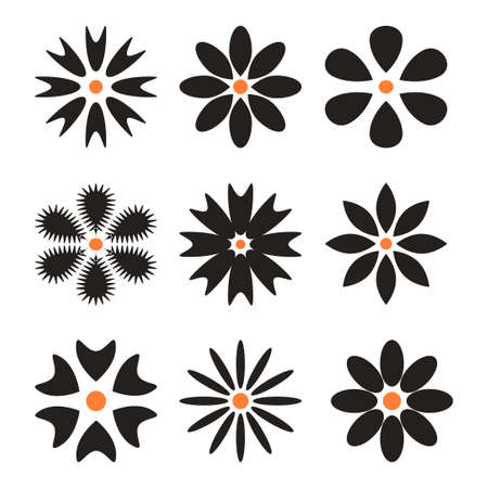 Set of flower icons, flat design. Vector illustration.のイラスト素材
