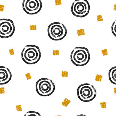 Abstract seamless pattern with hand drawn circles. Vector geometric background.