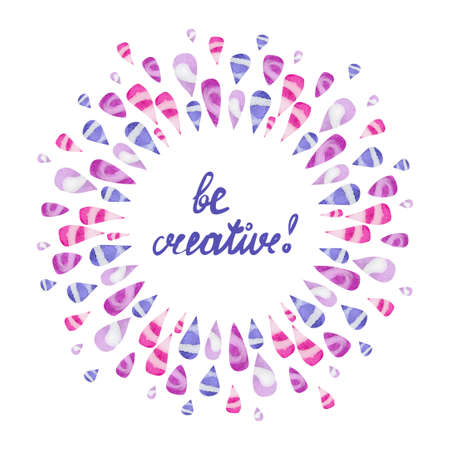 Watercolor drops background. Creative round frame for design with place for text. Vector illustration.のイラスト素材