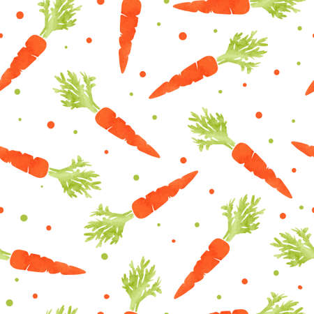 Seamless pattern with carrots.Watercolor vector organic food background.のイラスト素材